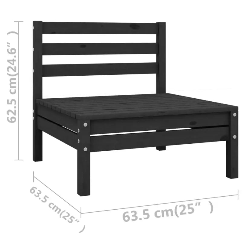 Massief grenenhout tuinset met tafel en voetenbank voor ontspanning - Zwart - Tuinsets