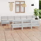 Massief Grenenhout Tuinset met Tafel en Voetenbank voor Ontspanning - Wit - Tuinsets