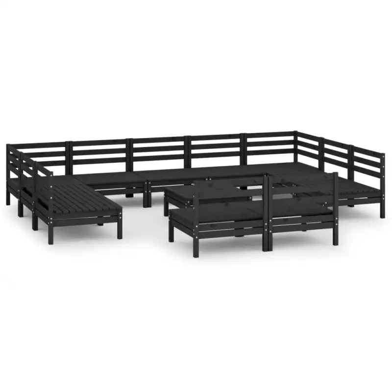 Massief grenenhout tuinset met tafel en voetenbank voor ontspanning - Zwart - Tuinsets