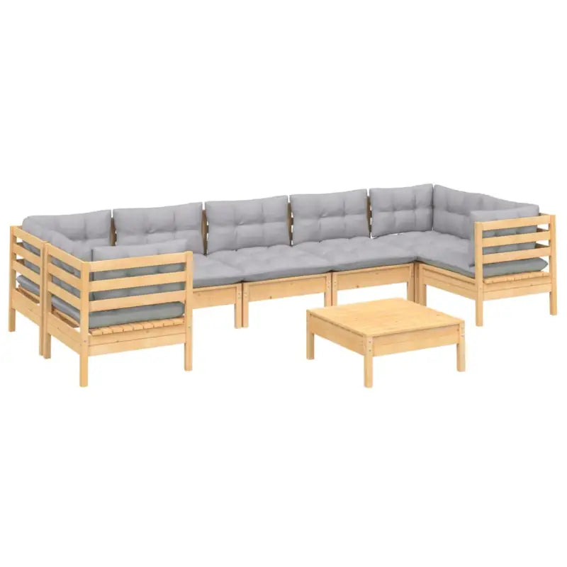 Massief Grenenhout Tuinset met voetenbank en comfortabele rug en zijkussen - Tuinsets