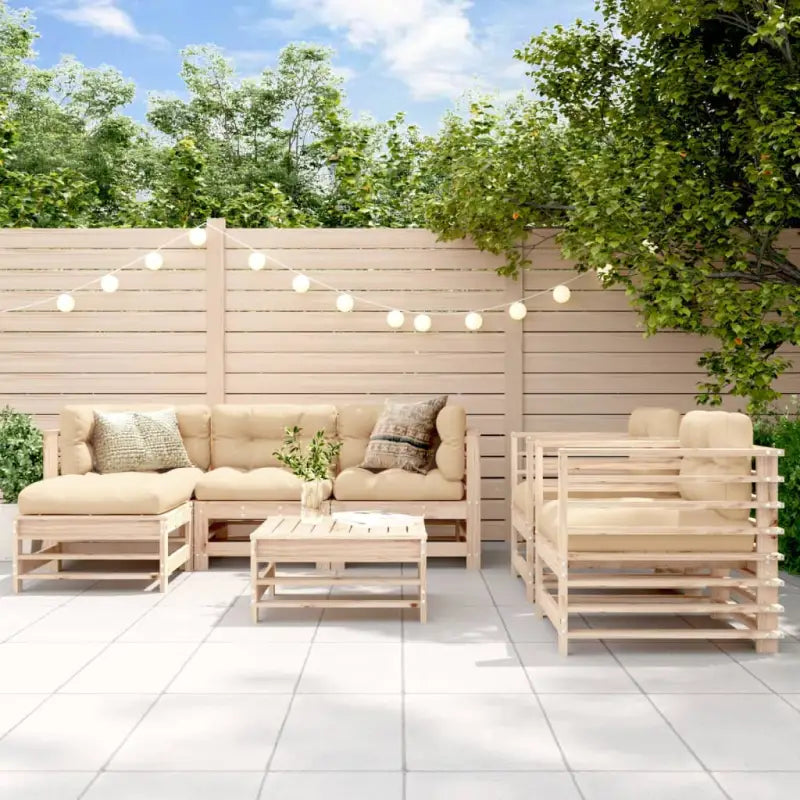 Massief grenenhout tuinset met voetenbank en salontafel voor buiten lounges - Tuinsets