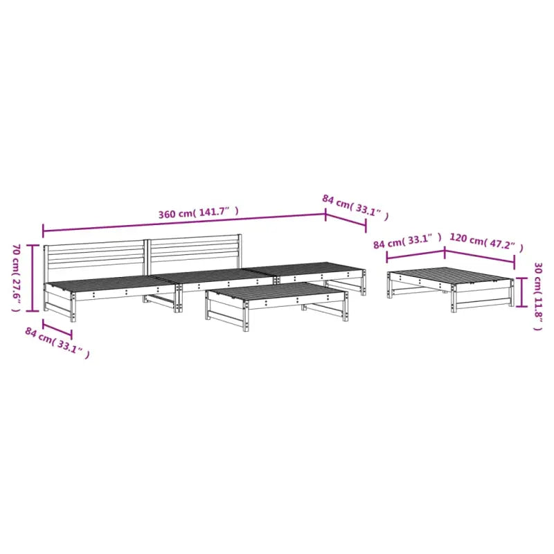 Massief Grenenhout Tuinset voor Loungeplezier in de Tuin - Tuinsets