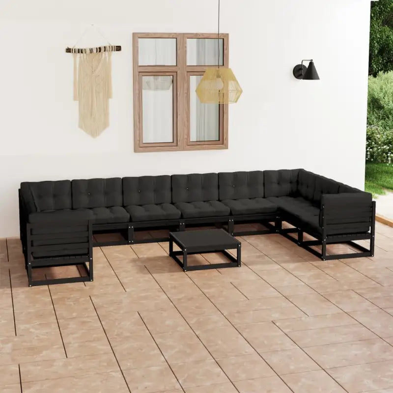Massief grenenhout tuinset voor ontspannen buitenmomenten - Zwart / Ja - Tuinsets