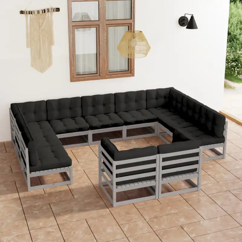 Massief grenenhout tuinset voor ontspannen buitenplezier - Grijs / Ja - Tuinsets