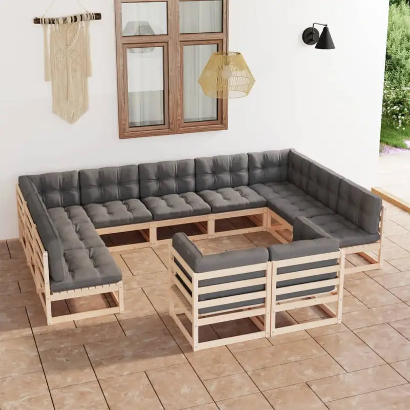 Massief grenenhout tuinset voor ontspannen buitenplezier - Naturel / Ja - Tuinsets
