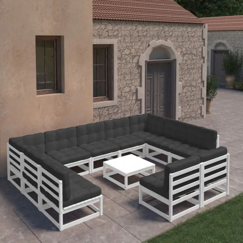 Massief grenenhout tuinset voor ontspannen buitenplezier - Wit / Ja - Tuinsets