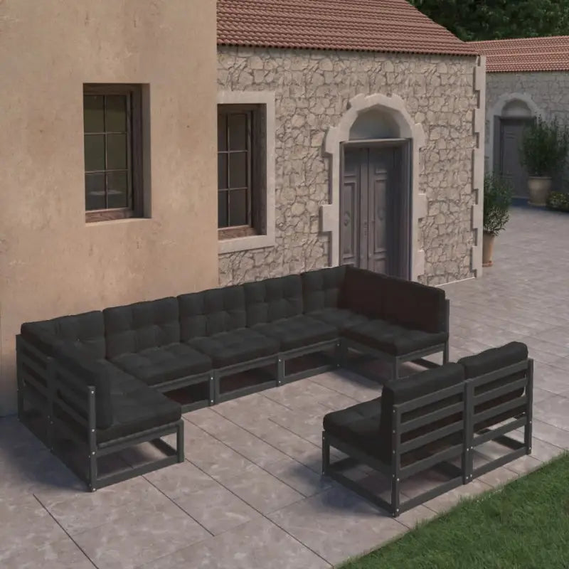 Massief grenenhout tuinset voor ontspannen buitenplezier - Zwart / Ja - Tuinsets