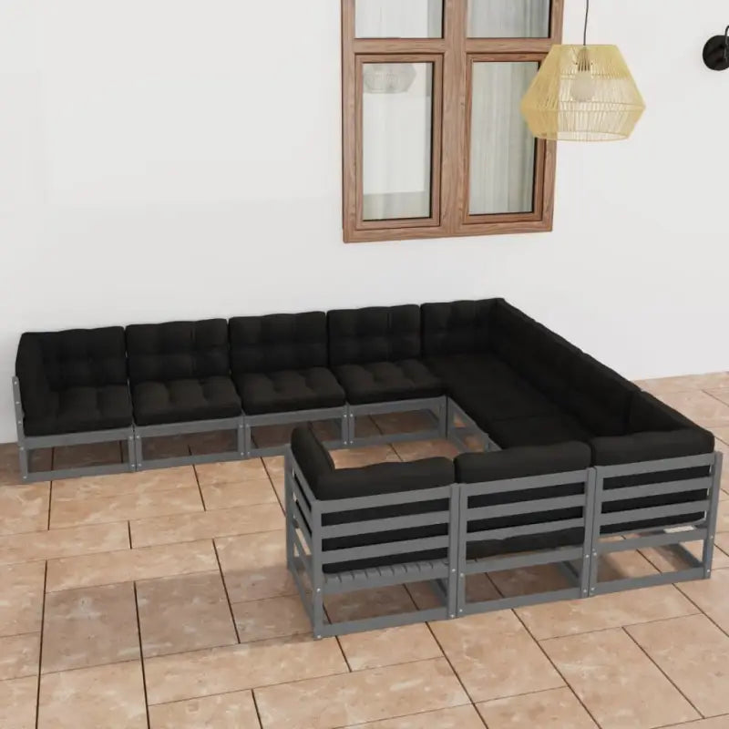 Massief grenenhout tuinset voor ontspannen genieten buiten - Grijs / Ja - Tuinsets