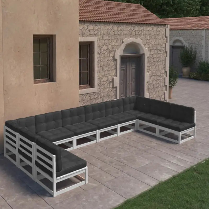 Massief grenenhout tuinset voor ontspannen verblijven en genieten in de tuin - Wit / Ja - Tuinsets