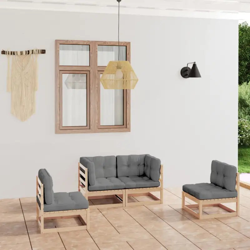 Massief grenenhout tuinset voor ontspanning en genieten in de tuin - Naturel / Ja - Tuinsets