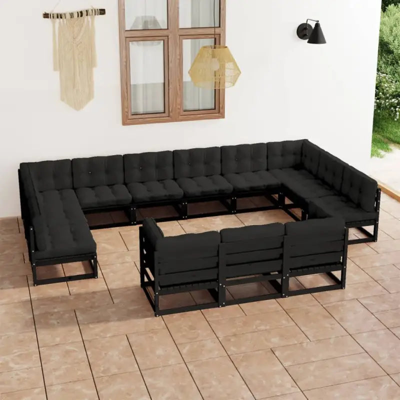 Massief grenenhout tuinset voor ontspanning en gezelligheid in de tuin - Zwart / Ja - Tuinsets