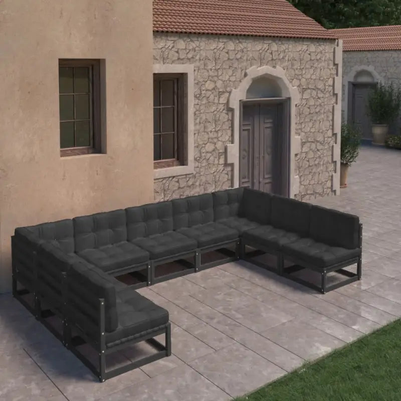 Massief grenenhout tuinset voor ontspanning en gezelligheid in de tuin - Zwart / Ja - Tuinsets