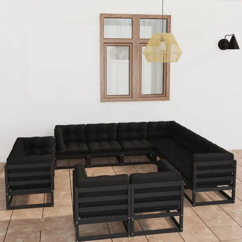 Massief grenenhout tuinset voor ontspanning en gezelligheid in de tuin - Zwart / Ja - Tuinsets