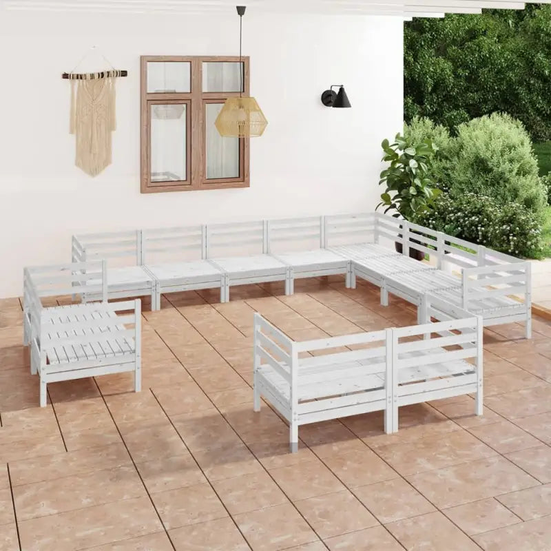 Massief Grenenhout Tuinset voor Ontspanning en Gezelligheid - Wit - Tuinsets
