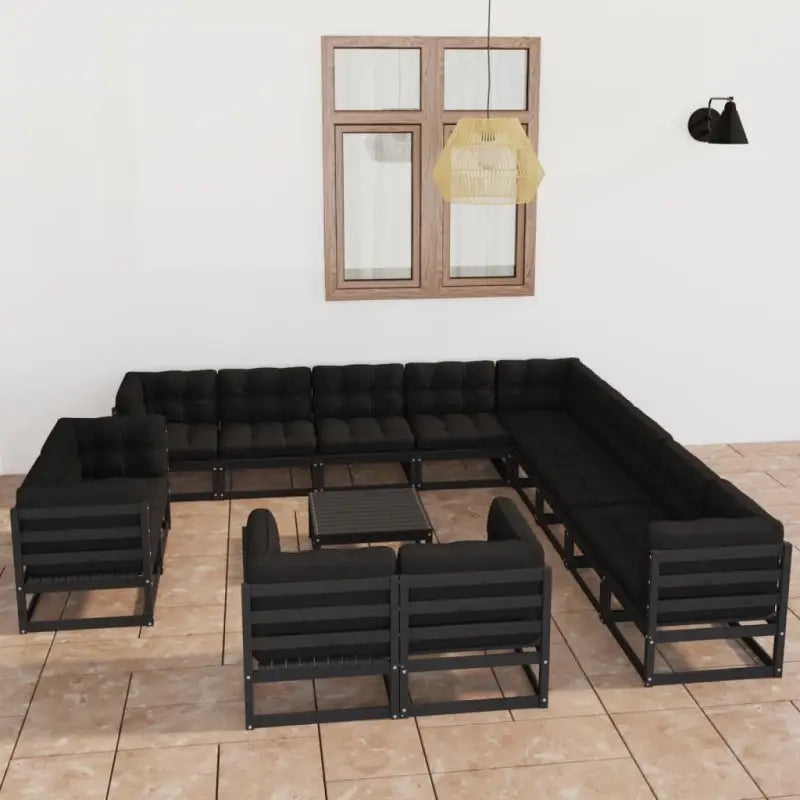 Massief Grenenhout Tuinset voor Ontspanning en Gezelligheid - Zwart / Ja - Tuinsets