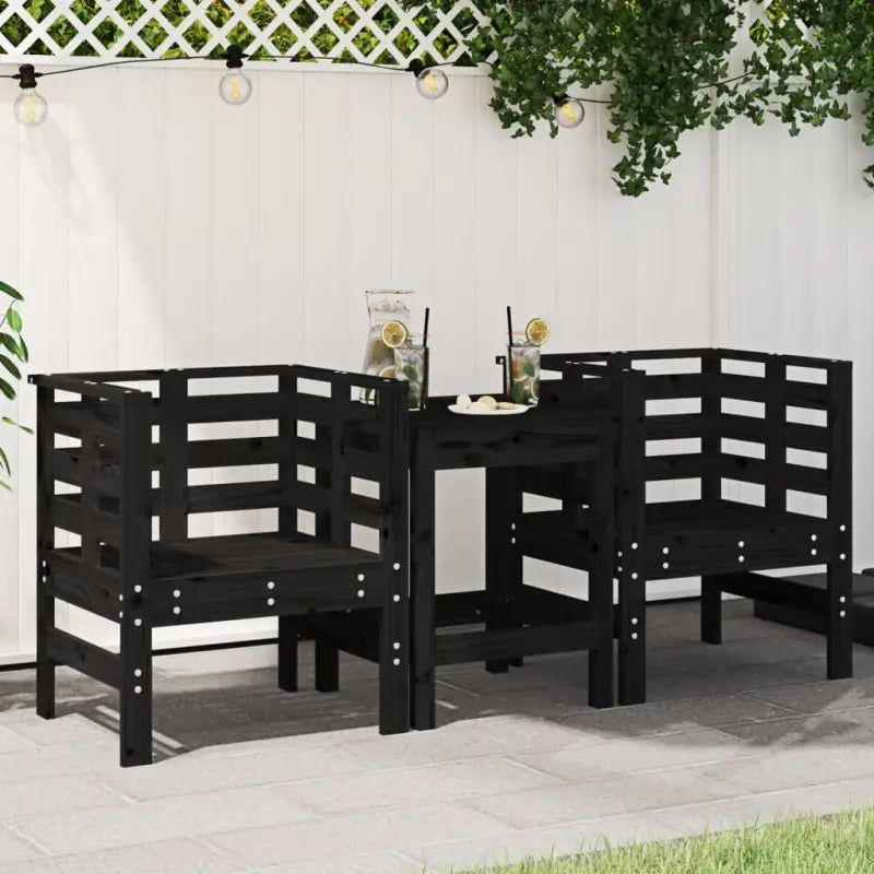Massief grenenhout tuinstoelen voor gezellige tuin of terras leestijd - Zwart grenenhout / 2 - Tuinstoelen