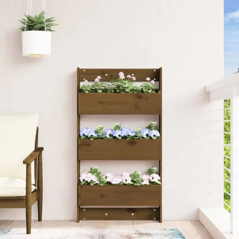 Massief grenenhout verticale muurplantbak voor tuin en balkon - Bloempotten & plantenbakken