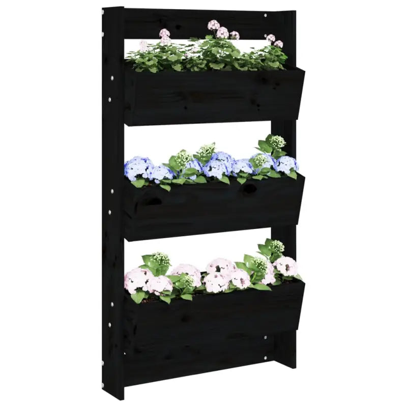 Massief grenenhout verticale muurplantbak voor tuin en balkon - Zwart grenenhout / 1 - Bloempotten & plantenbakken