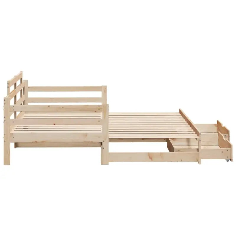 Massief Grenenhouten 2-in-1 slaapbank met onderschuifbed - Bedden & bedframes