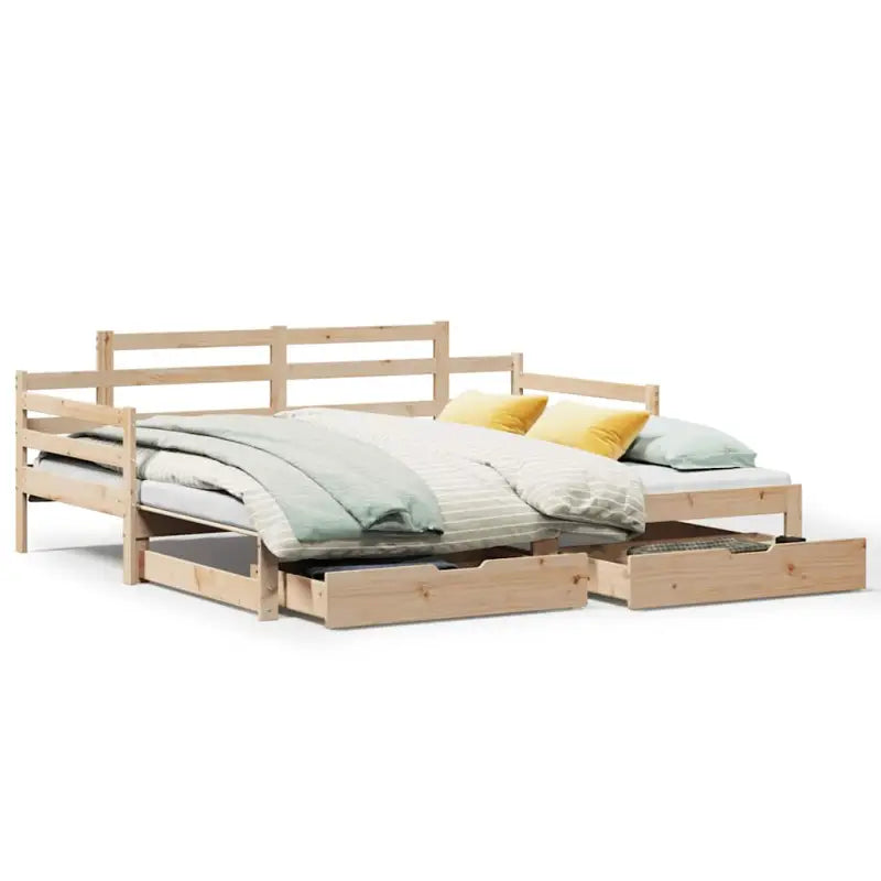 Massief Grenenhouten 2-in-1 slaapbank met onderschuifbed - Bedden & bedframes