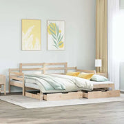 Massief Grenenhouten 2-in-1 slaapbank met onderschuifbed - Bedden & bedframes