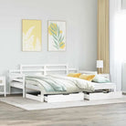 Massief Grenenhouten 2-in-1 slaapbank met onderschuifbed - Wit / 90 x 200 cm - Bedden & bedframes