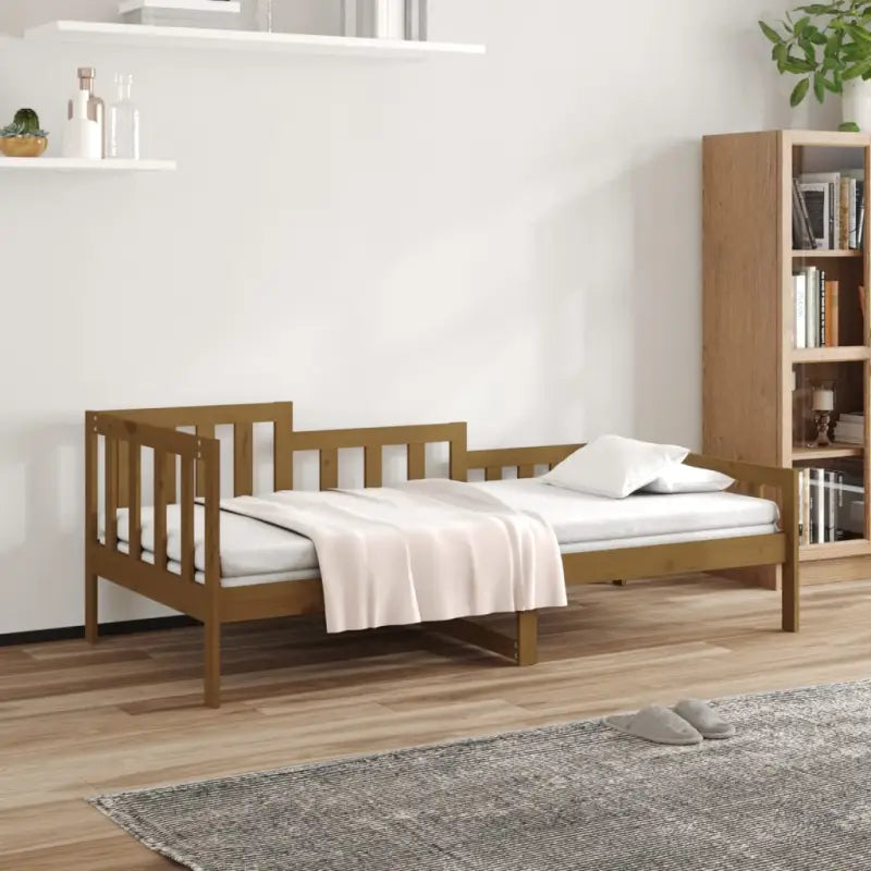 Massief Grenenhouten Bedden en Slaapbanken voor woonkamer en slaapkamer - Honingbruin / 80 x 200 cm - Bedden & bedframes