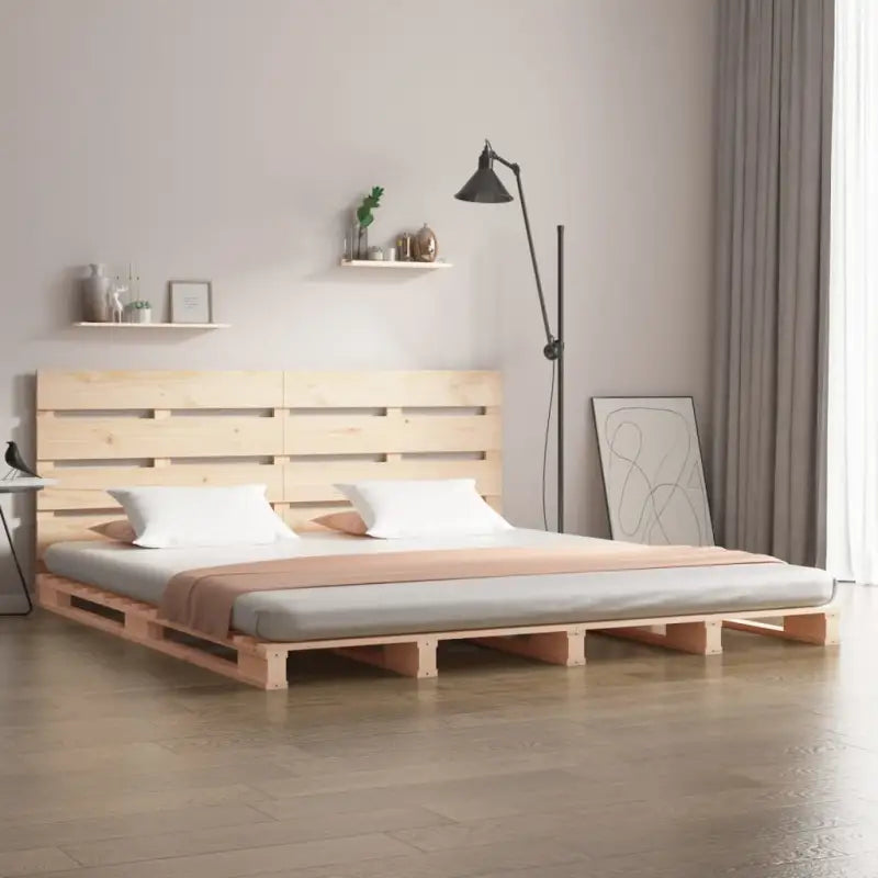 Massief Grenenhouten Bedframe met Levering Bevat voor Een Natuurlijke Sfeer - Naturel / 140 x 200 cm - Bedden &