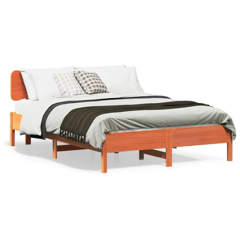 Massief grenenhouten bedframe met multiplex lattenbodem voor een goede nachtrust - Wasbruin / 140 x 200 cm - Bedden &