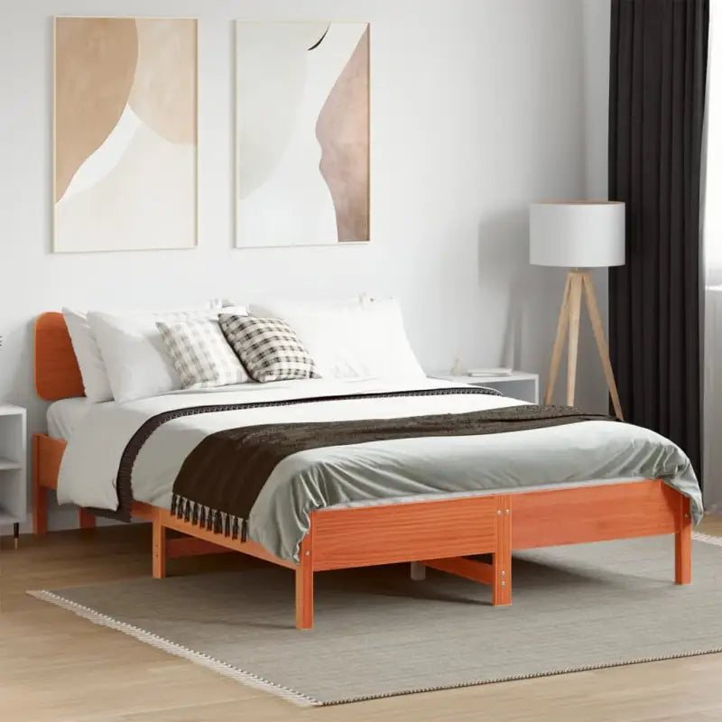 Massief grenenhouten bedframe met multiplex lattenbodem voor een goede nachtrust - Wasbruin / 150 x 200 cm - Bedden &