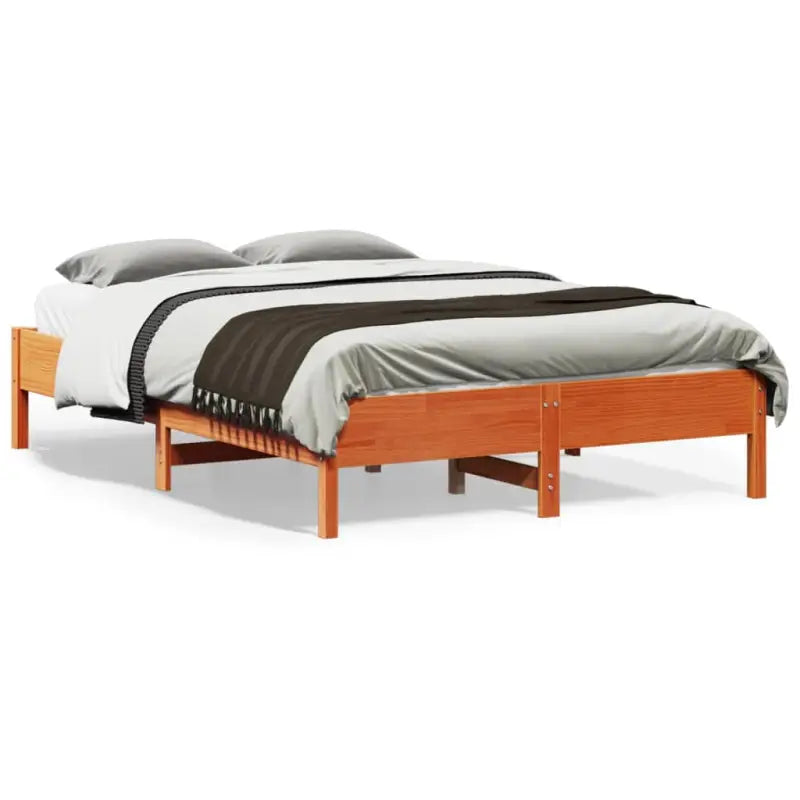 Massief Grenenhouten bedframe met multiplex lattenbodem voor optimale slaap - Bruin / 120 x 190 cm - Bedden & bedframes
