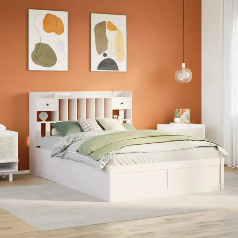 Massief Grenenhouten Bedframe voor Comfort en Natuurlijke Interieurstijl - Wit / 140 x 190 cm - Bedden & bedframes