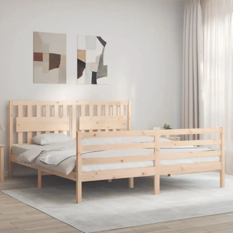 Massief Grenenhouten Bedframe voor Comfort en Natuurlijke Decoratie - Naturel / 180 x 200 cm - Bedden & bedframes