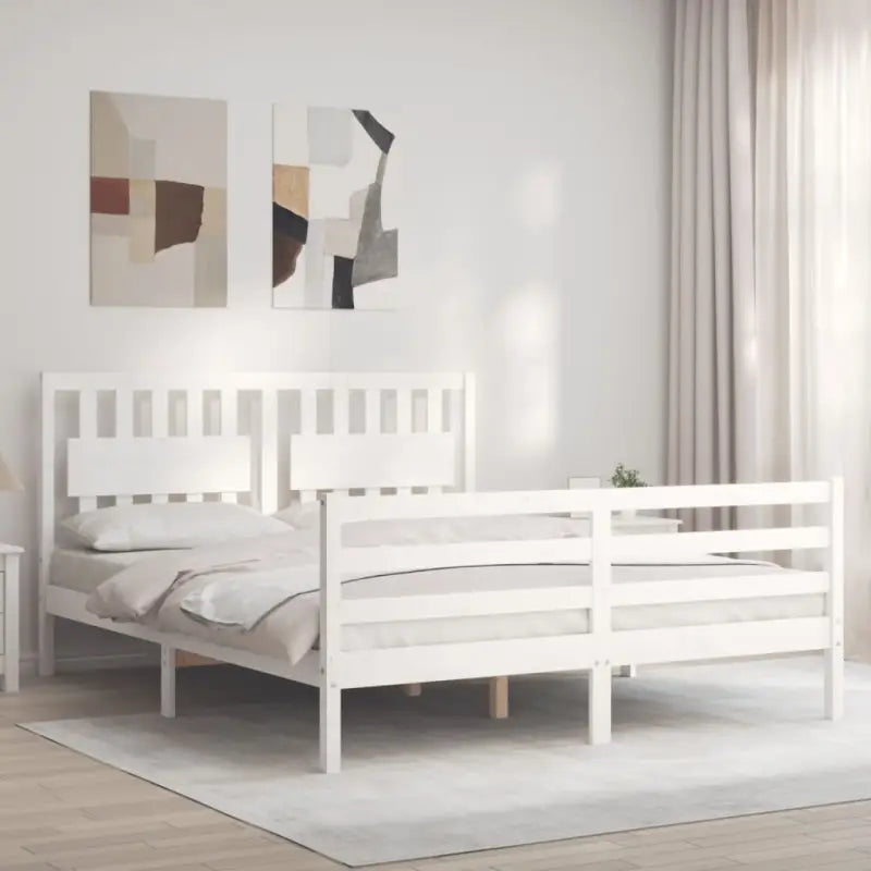 Massief Grenenhouten Bedframe voor Comfort en Natuurlijke Decoratie - Wit / 160 x 200 cm - Bedden & bedframes