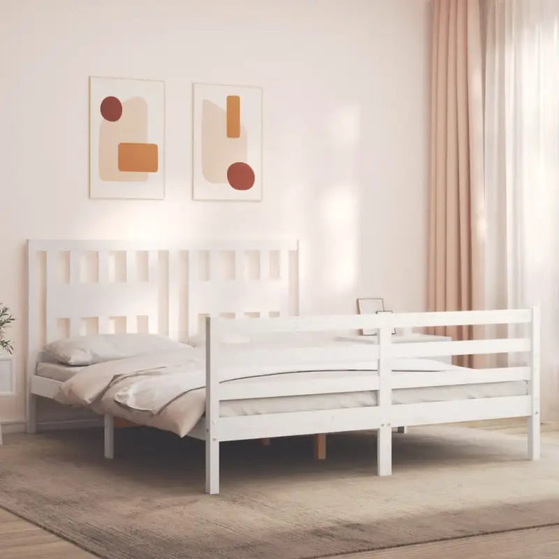 Massief Grenenhouten Bedframe voor Een Comfortabele Nacht Slapen - Wit / 160 x 200 cm - Bedden & bedframes