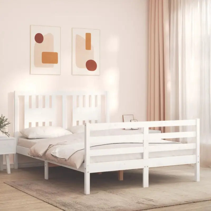 Massief Grenenhouten Bedframe voor Een Comfortabele Nacht Slapen - Wit / 140 x 190 cm - Bedden & bedframes