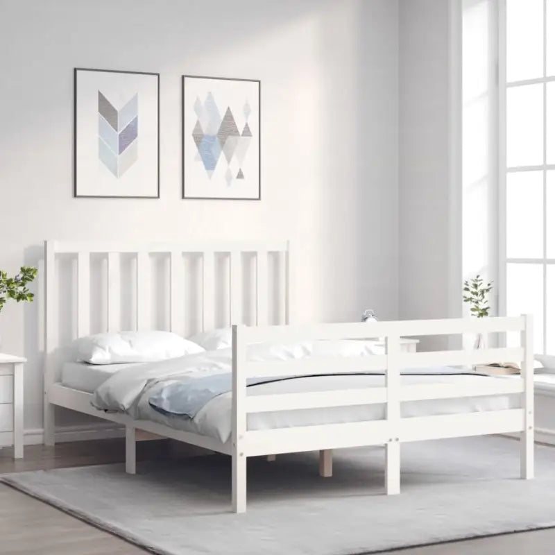 Massief grenenhouten bedframe voor een goede nachtrust en natuurlijk interieur - Wit / 120 x 190 cm - Bedden & bedframes