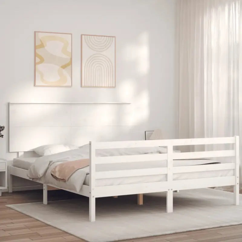 Massief grenenhouten bedframe voor een goede nachtrust en natuurlijk interieur - Wit / 150 x 200 cm - Bedden & bedframes