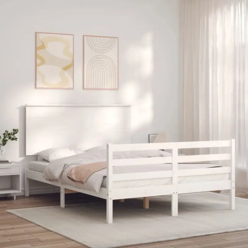 Massief grenenhouten bedframe voor een goede nachtrust en natuurlijk interieur - Wit / 120 x 190 cm - Bedden & bedframes