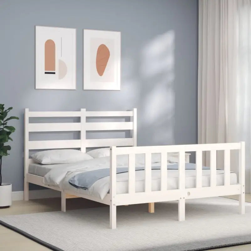 Massief grenenhouten bedframe voor een goede nachtrust en natuurlijke uitstraling - Wit / 120 x 200 cm - Bedden &