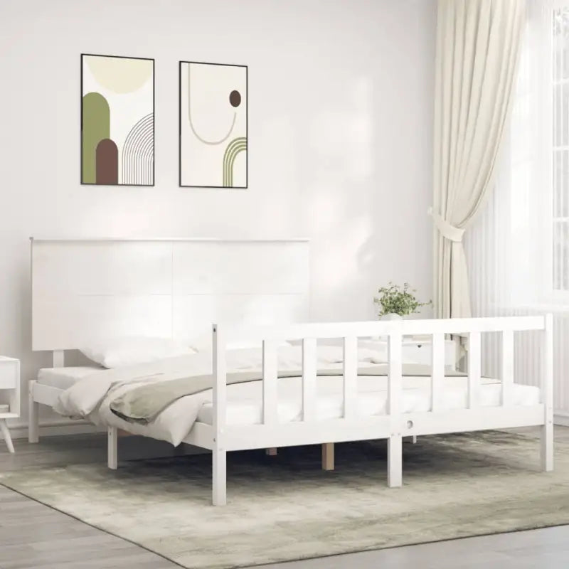 Massief grenenhouten bedframe voor een goede nachtrust en stijlvol interieur - Wit / 150 x 200 cm - Bedden & bedframes