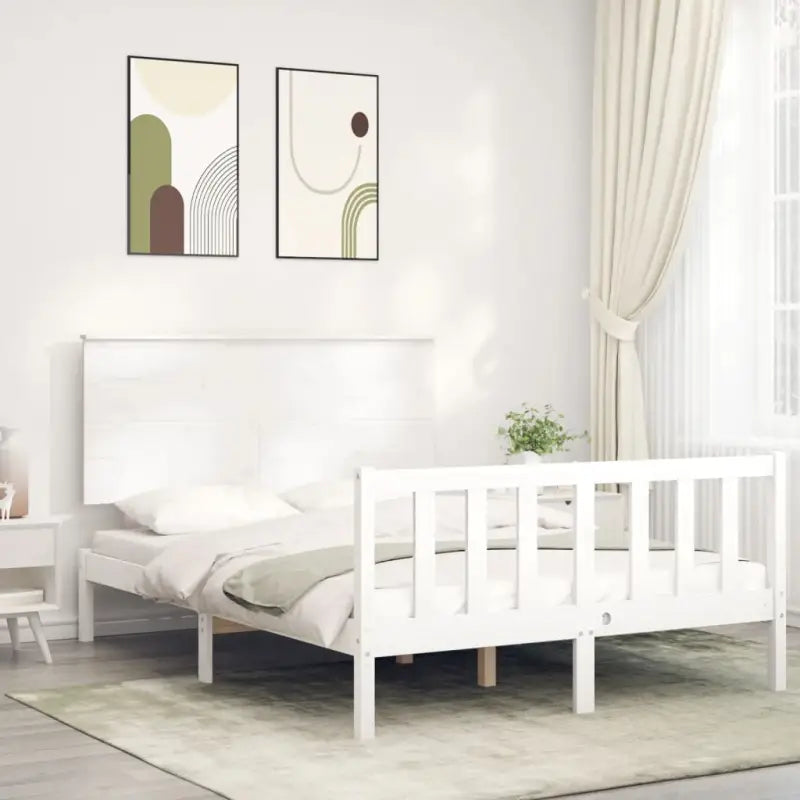 Massief grenenhouten bedframe voor een goede nachtrust en stijlvol interieur - Wit / 120 x 190 cm - Bedden & bedframes