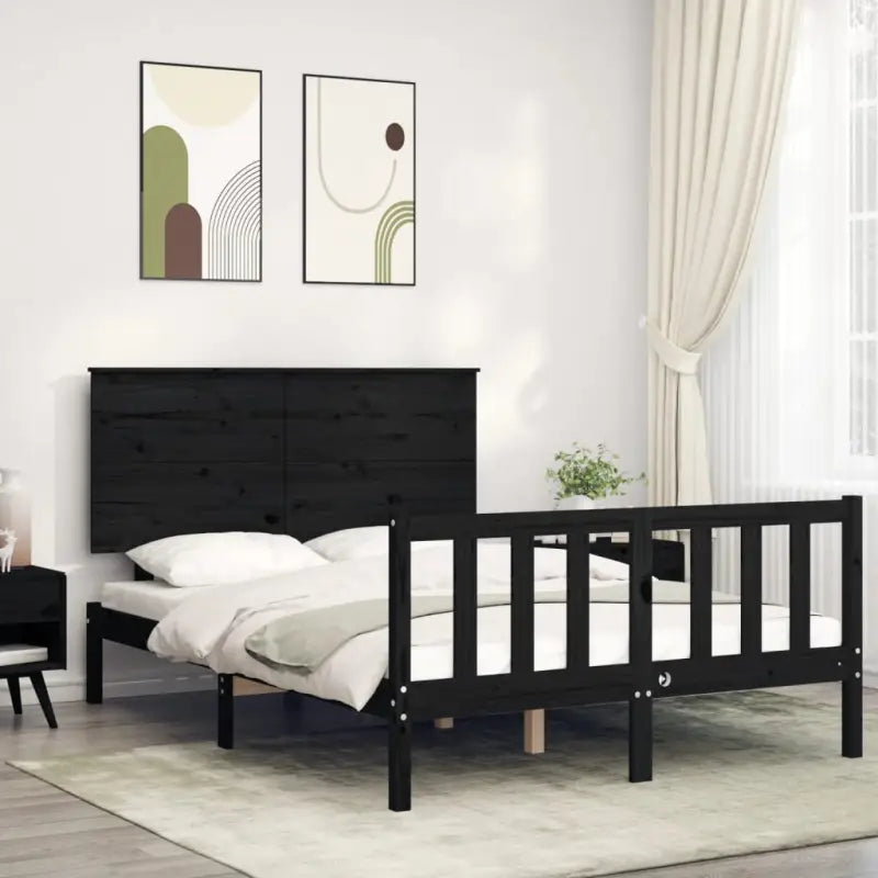 Massief grenenhouten bedframe voor een goede nachtrust en stijlvol interieur - Zwart / 140 x 190 cm - Bedden & bedframes