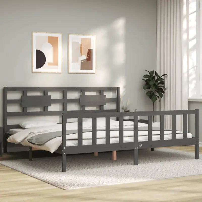 Massief grenenhouten bedframe voor een goede nachtrust - Grijs / 200 x 200 cm - Bedden & bedframes