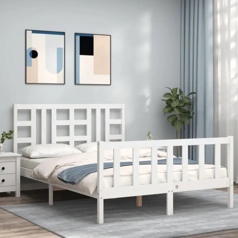 Massief grenenhouten bedframe voor een goede nachtrust - Wit / 135 x 190 cm - Bedden & bedframes