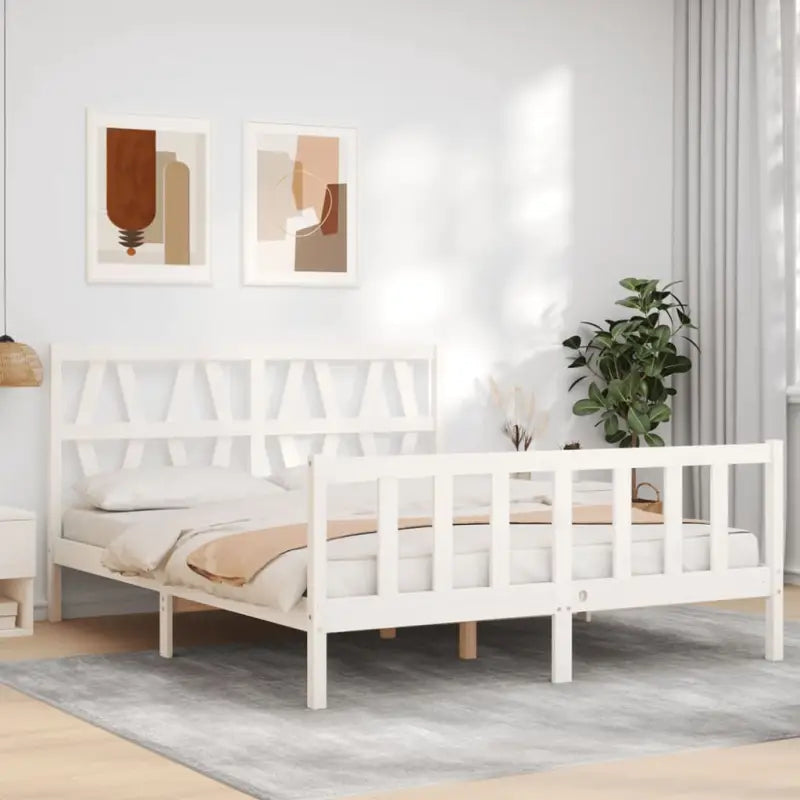 Massief Grenenhouten Bedframe voor een Goede Nachtrust - Wit / 150 x 200 cm - Bedden & bedframes
