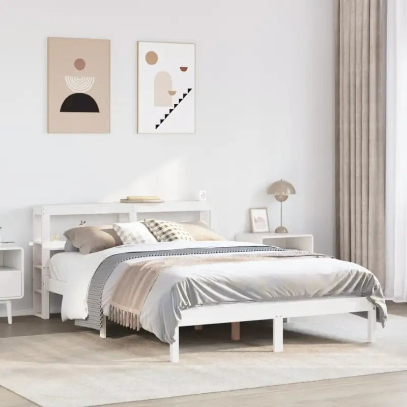 Massief grenenhouten bedframe voor een natuurlijke en comfortabele slaapkamer - Wit / 150 x 200 cm - Bedden & bedframes