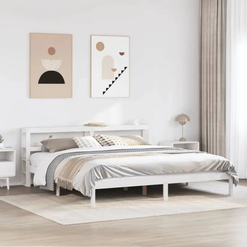 Massief grenenhouten bedframe voor een natuurlijke en comfortabele slaapkamer - Wit / 200 x 200 cm - Bedden & bedframes