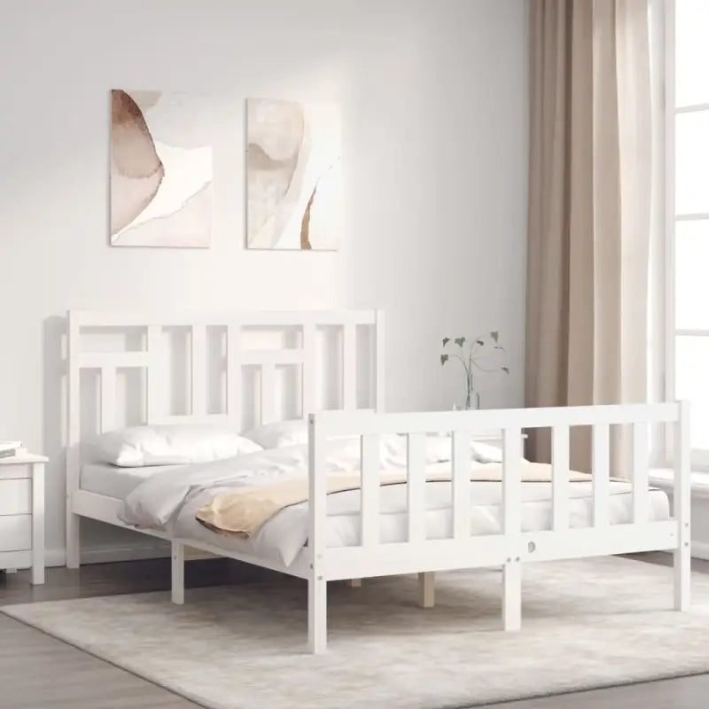 Massief Grenenhouten Bedframe voor een Natuurlijke en Comfortabele Slaapruimte - Wit / 140 x 200 cm - Bedden & bedframes