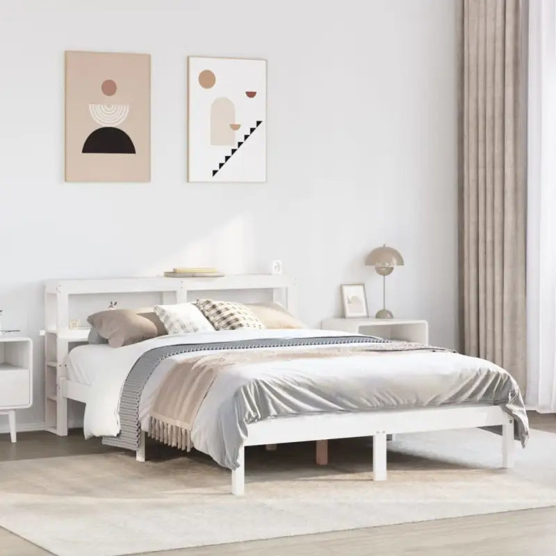 Massief grenenhouten bedframe voor een natuurlijke en comfortabele slaapkamer - Wit / 160 x 200 cm - Bedden & bedframes